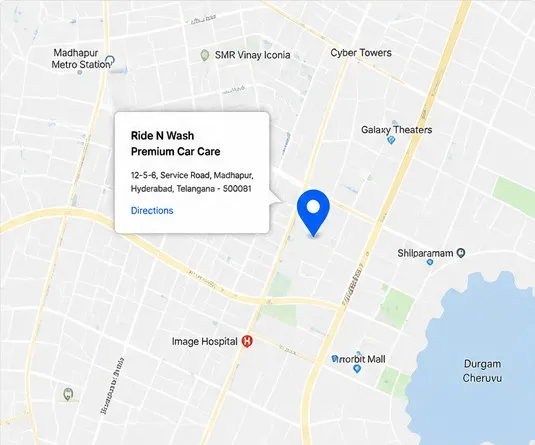 Ride N Wash Hyderabad location map