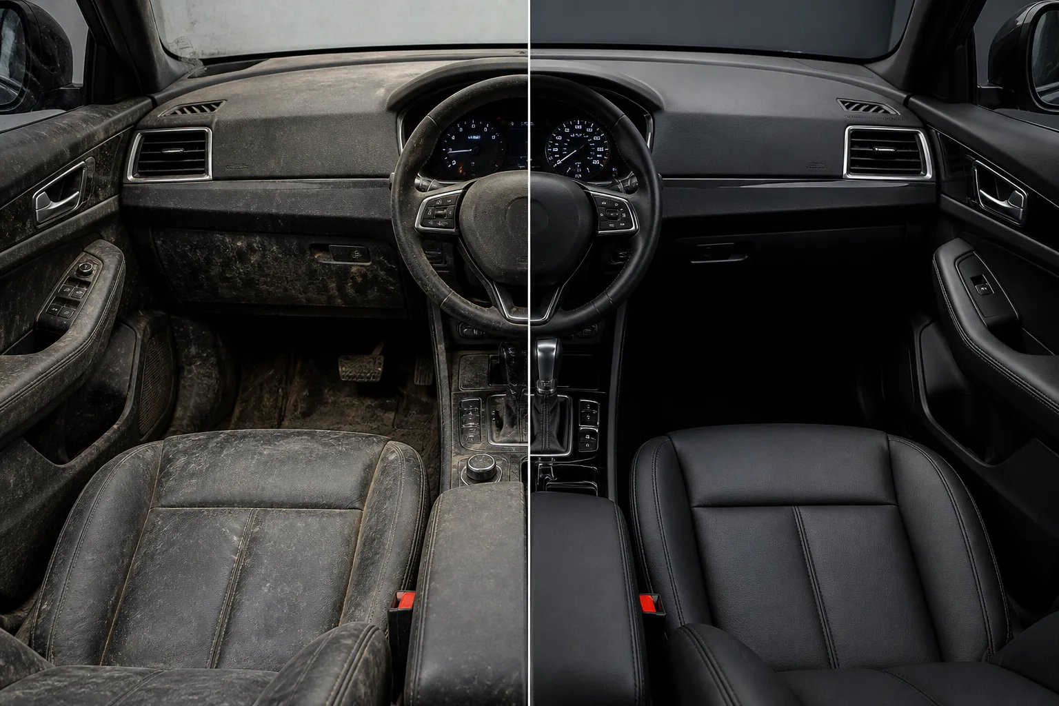 Interior cleaning before and after